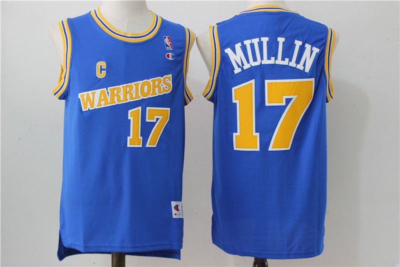 Men Golden State Warriors #17 Mullin Blue Throwback NBA Jerseys->->NBA Jersey